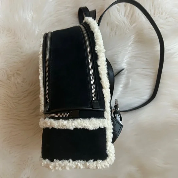 New! Michael Kors Rhea medium suede Black and Cream Women's Backpack - Picture 5 of 8